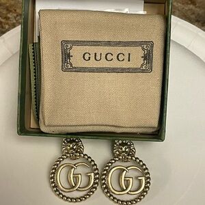 Pre owned Gucci Gold GG Logo Earrings